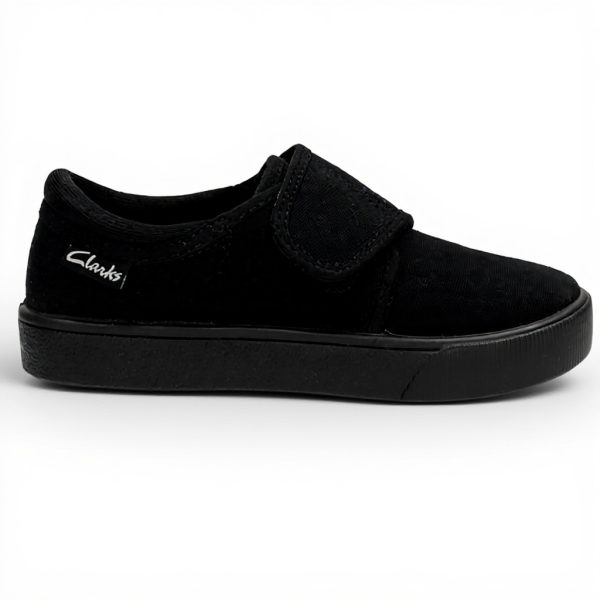 Clarks Boys Hopper Run School Uniform Shoes Black Fabric