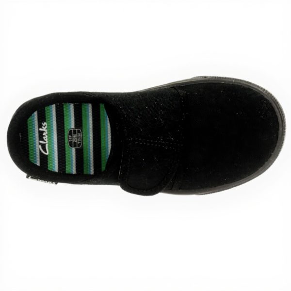 Clarks Boys Hopper Run School Uniform Shoes Black Fabric