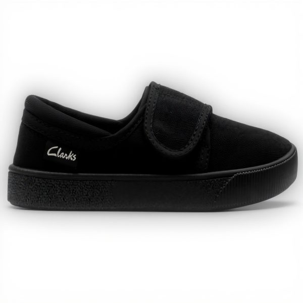 Clarks Boys Hopper Run School Uniform Shoes Black Fabric