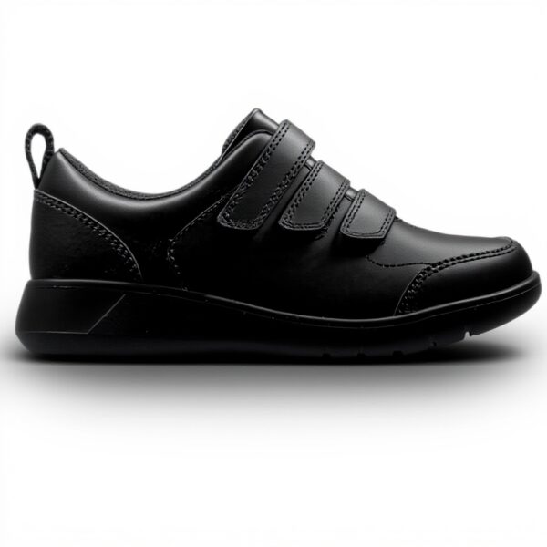 Clarks Boys Black Leather School Shoes Wide Fit Sneakers