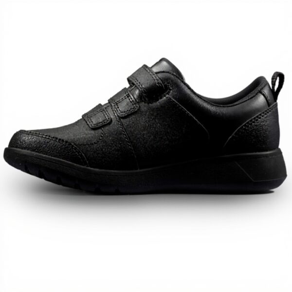 Clarks Boys Black Leather School Shoes Wide Fit Sneakers