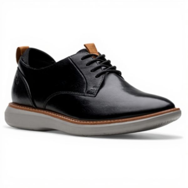 Clarks Brantin Plain Black Leather Lace-Up Shoes Men