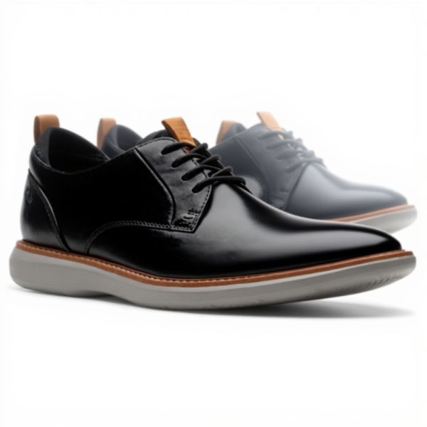 Clarks Brantin Plain Black Leather Lace-Up Shoes Men