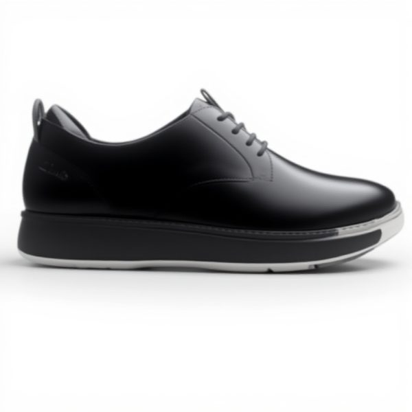 Clarks Brantin Plain Black Leather Lace-Up Shoes Men