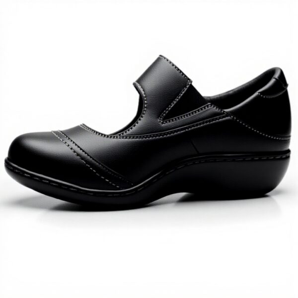 Clarks Women's Ashland Elayne Mary Jane Flat Black Tumbled Leather