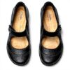 Clarks Women's Ashland Elayne Mary Jane Flat Black Tumbled Leather