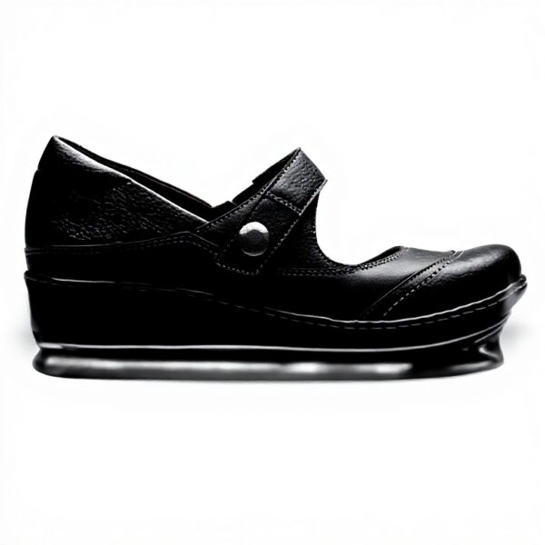 Clarks Women's Ashland Elayne Mary Jane Flat Black Tumbled Leather