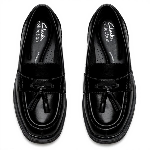 Clarks Women's Lauryl Tassel Black Leather Loafers