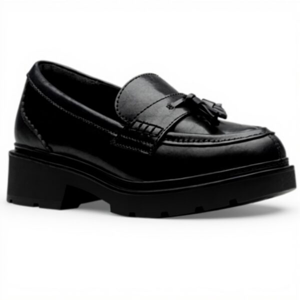 Clarks Women's Lauryl Tassel Black Leather Loafers