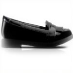 Clarks Scala Bright Y Moccasins Black Patent Leather Girls