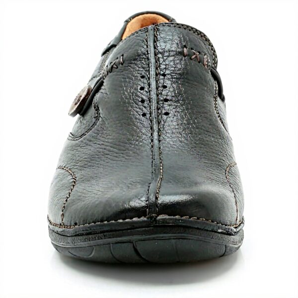 Clarks Womens Un Loop Loafers Black Leather Flat Shoes