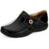 Clarks Womens Un Loop Loafers Black Leather Flat Shoes