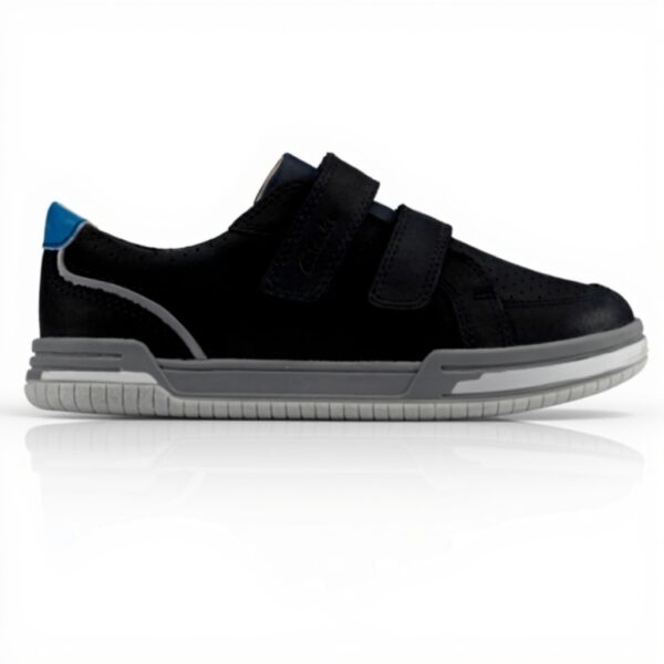 Clarks Boys Fawn Solo T Sneaker Navy Leather Comfort