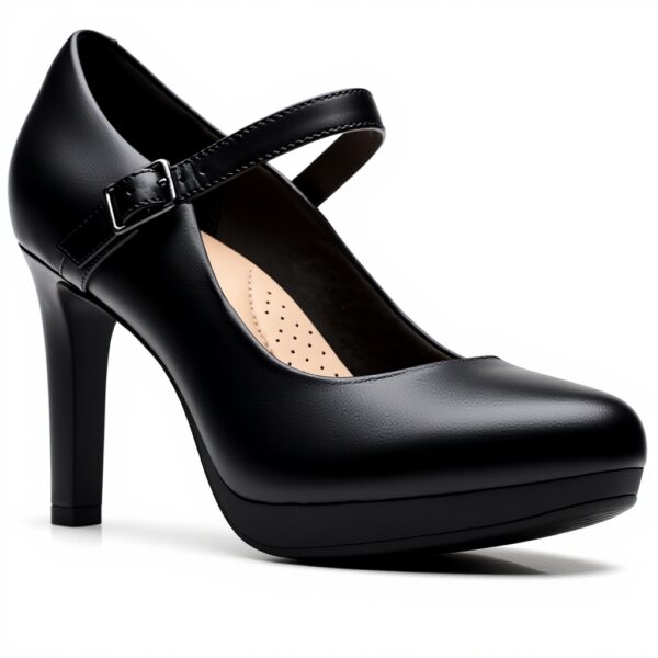 Clarks Womens Ambyr Shine Pump Black Leather Court Shoes