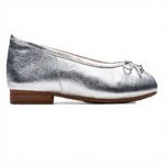 Clarks Womens Ballet Flats Silver Leather Comfort Fit