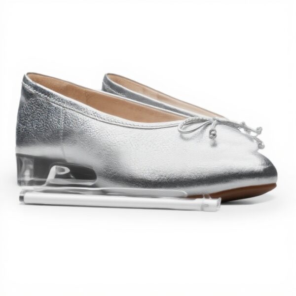 Clarks Womens Ballet Flats Silver Leather Comfort Fit