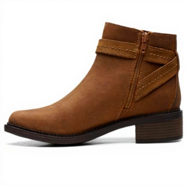 Clarks Womens Maye Ankle Boot Dark Tan Leather Comfort
