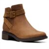 Clarks Womens Maye Ankle Boot Dark Tan Leather Comfort