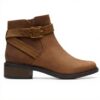 Clarks Womens Maye Ankle Boot Dark Tan Leather Comfort