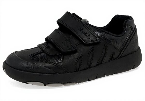 Clarks Boy's Rex Stride Black Leather School Shoes | Riptape