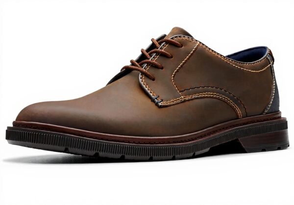 Clarks Mens Derby Oxford Beeswax Leather Lace-Up Shoes