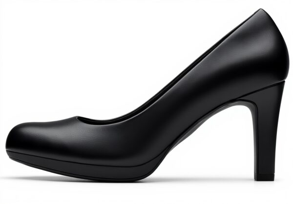 Clarks Women Court Shoes Black Leather Pumps Comfort Heel