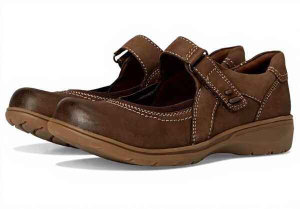 Clarks Womens Mary Jane Flat Mushroom Nubuck Comfort