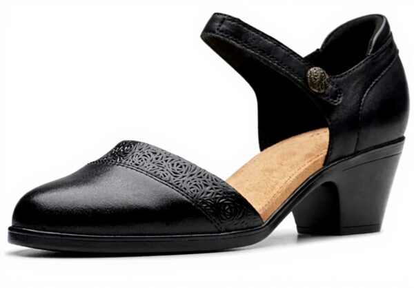 Clarks Women Court Shoes Black Leather Comfort Fit