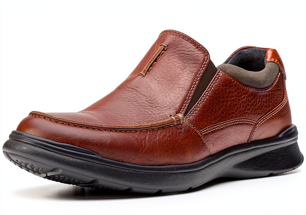 Clarks Ohne Cotrell Oxford in Black Oily Leather on a wooden floor