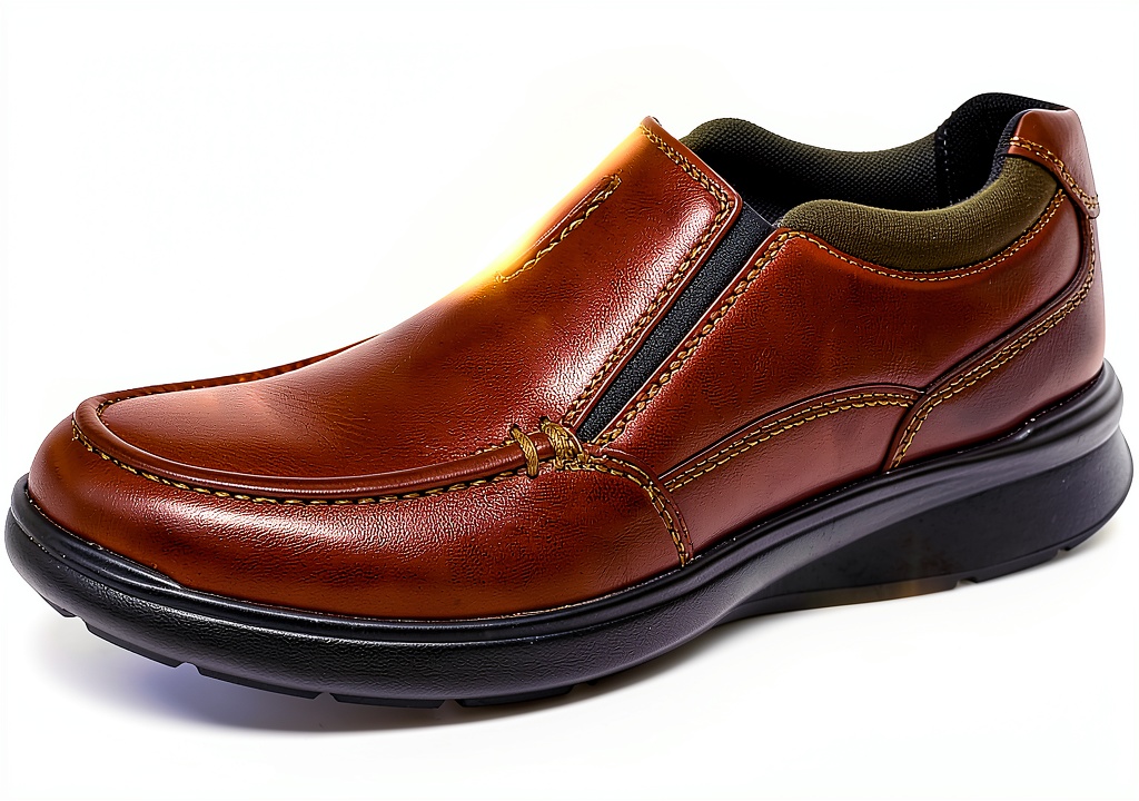 Clarks Cotrell Free loafers in brown tobacco leather showing detailed craftsmanship