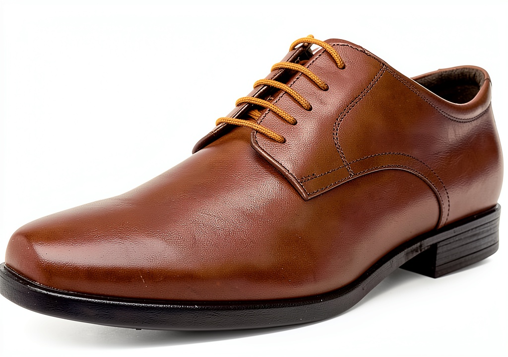 Clarks Howard Oxford Cap in Dark Tan Lea colour on a wooden floor