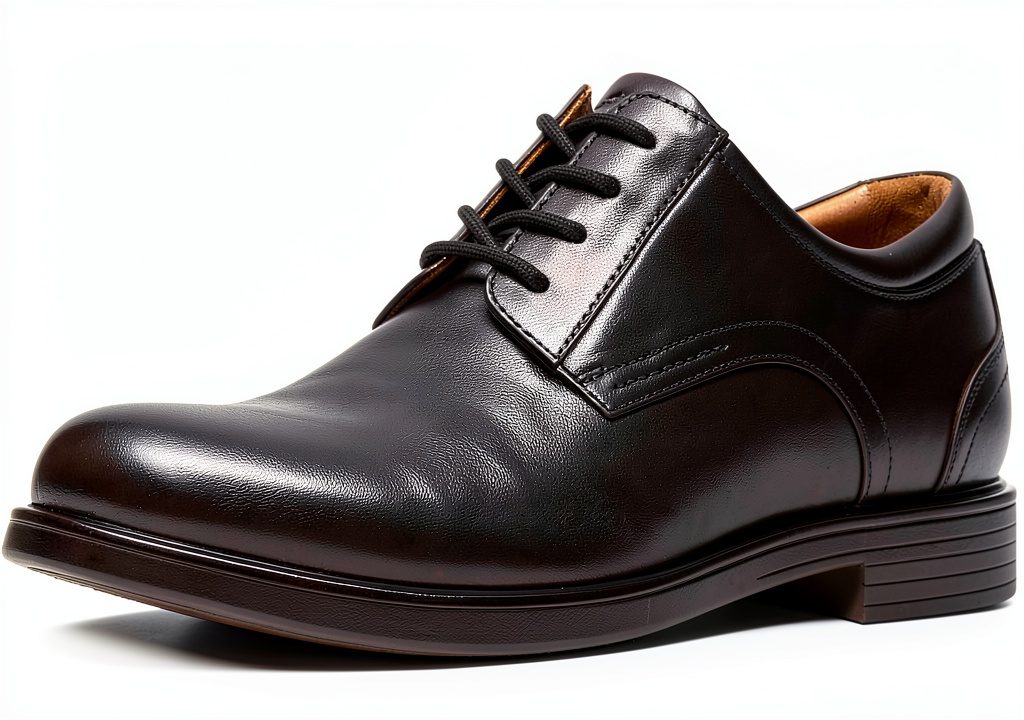 Clarks Un Aldric Lace derby shoes in black leather on a wooden floor