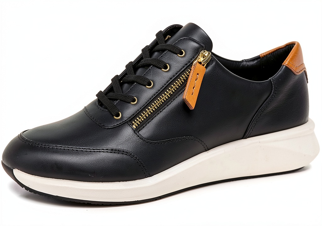 Clarks Un Rio Zip Sneaker in Light Sand Nub colour on a neutral background