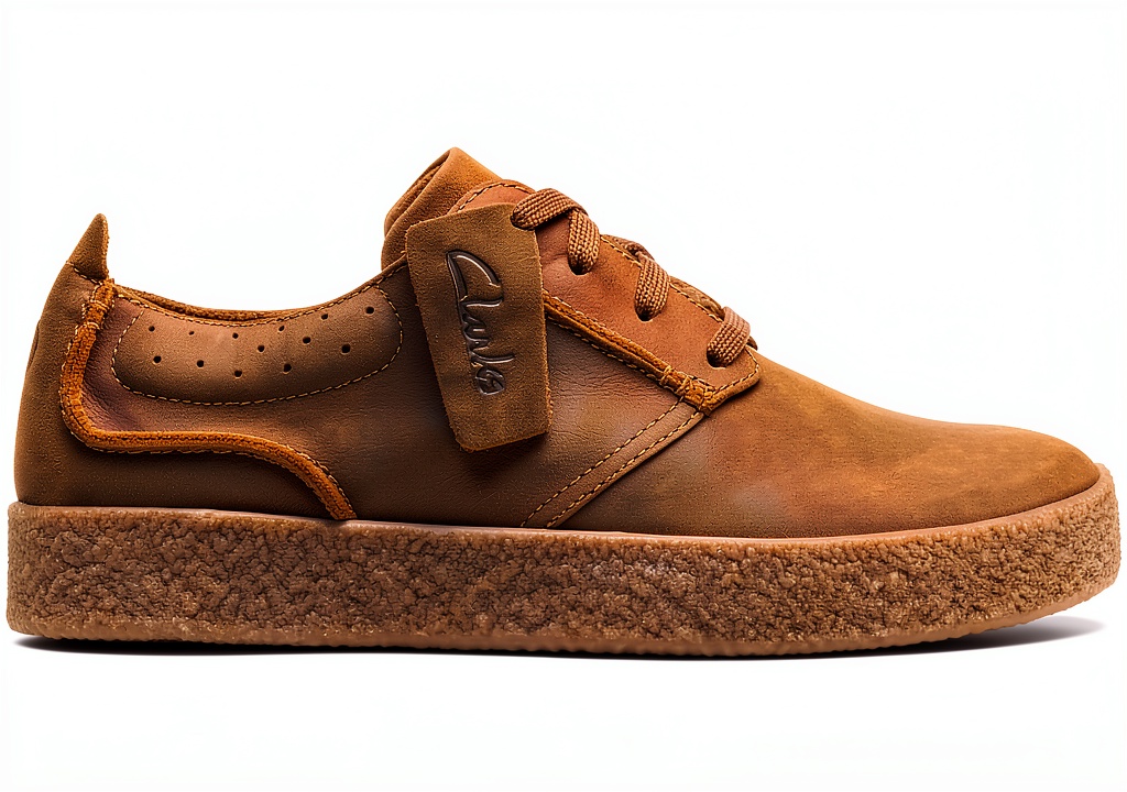 Clarks Streethill Lace shoes in Beeswax Leather on a wooden floor